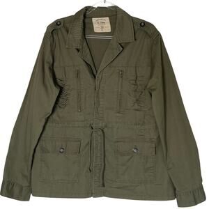 Ci Sono Women's Jacket Size Large Olive Green Pockets Cinch Waist